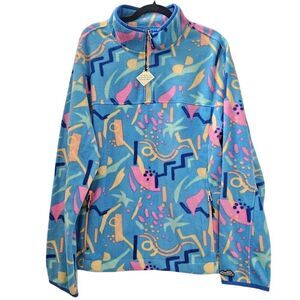 NWT‎ CHUBBIES Sweater Mens sz XL The Apres Party 1/4 Zip Fleece Pullover Coastal